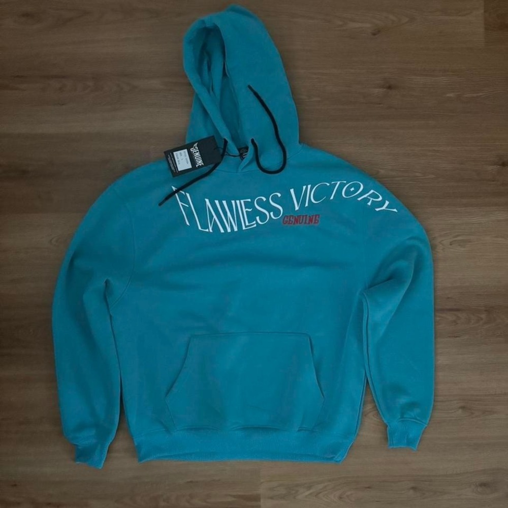 Genuine Authentic "Flawless Victory" Hoodie (Teal, L)